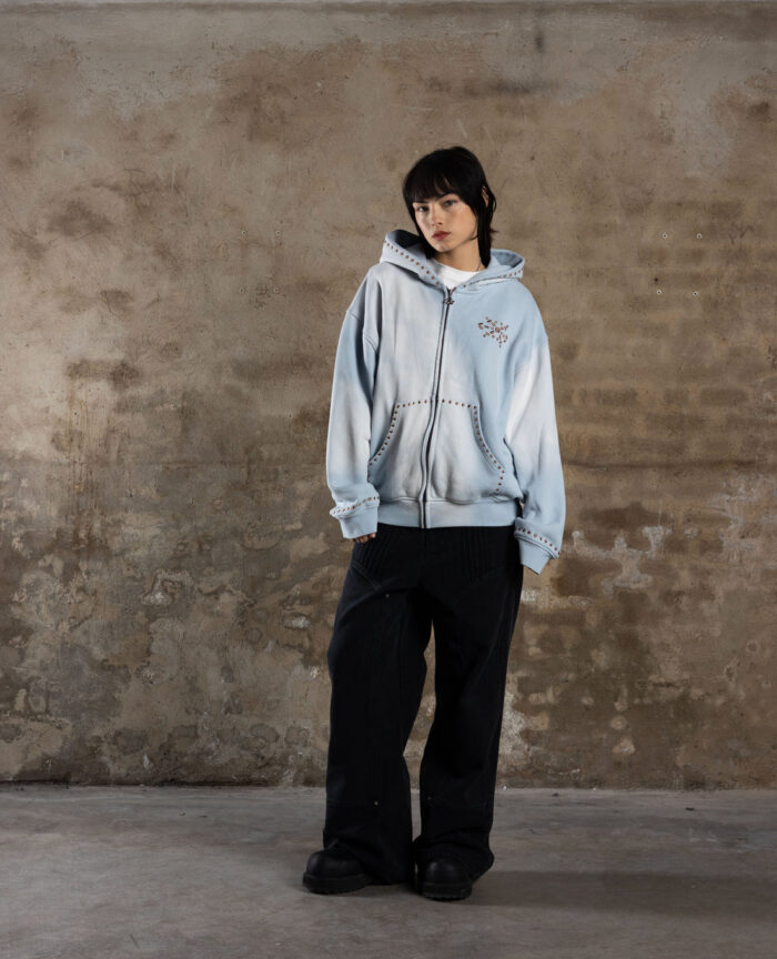 Davril Supply Hoodie Rockstar Zip Bleu Lavé (2)