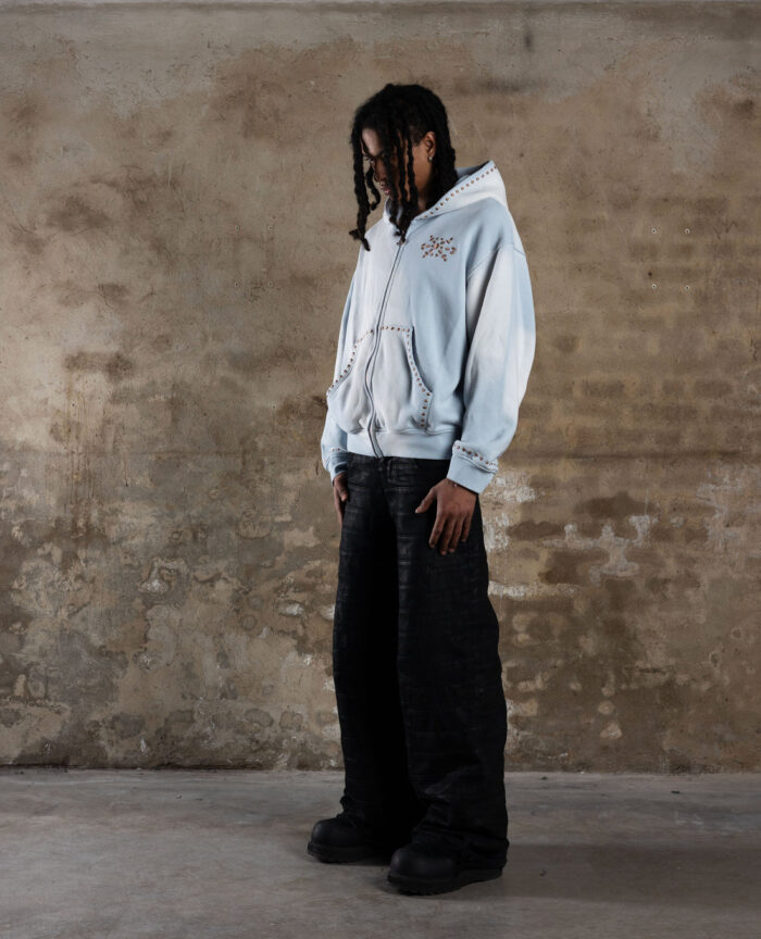 Davril Supply Hoodie Rockstar Zip Bleu Lavé (3)