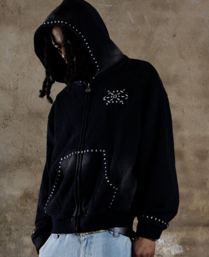 Davril Supply Hoodie Rockstar Zip Noir Lavé (1)