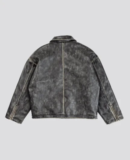 Veste en Cuir Délavé Davrilsupply Noire (1)
