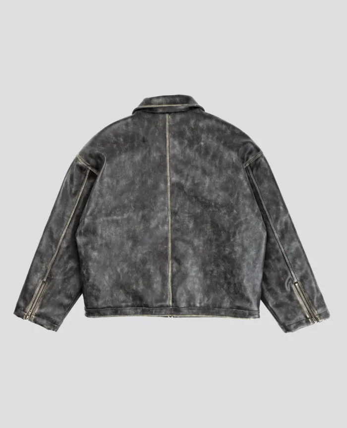 Veste en Cuir Délavé Davrilsupply Noire (1)