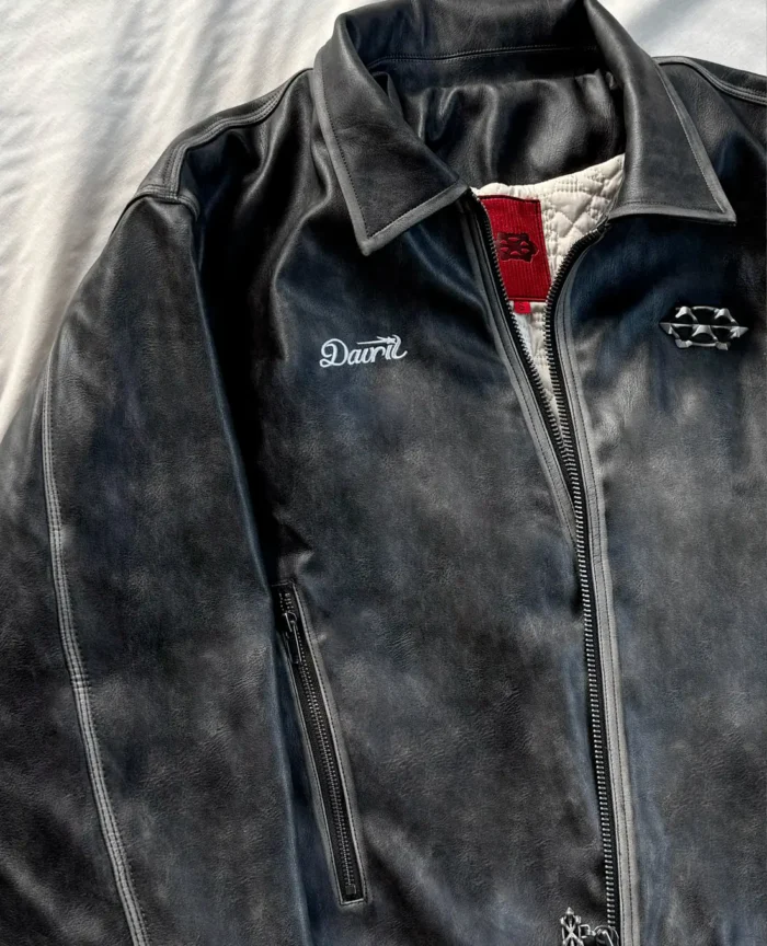Veste en Cuir Délavé Davrilsupply Noire (2)