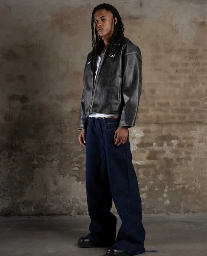 Veste en Cuir Délavé Davrilsupply Noire (3)