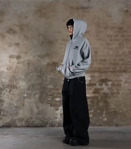 Davrilsupply Distressed Zip Hoodie Gris (3)