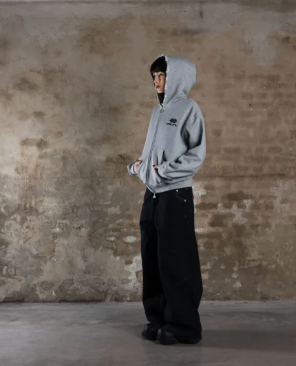 Davrilsupply Distressed Zip Hoodie Gris (3)