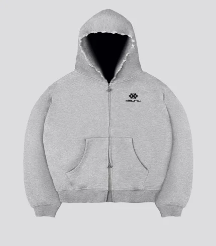 Davrilsupply Distressed Zip Hoodie Gris (4)